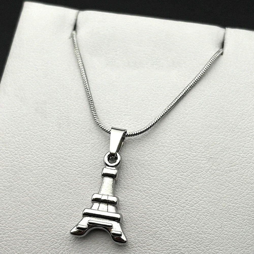 Little Cute Eiffel Tower Choker For Women Men Stainless Steel Gold Color Artistic Building Fashion Hiphop Necklace Jewelry