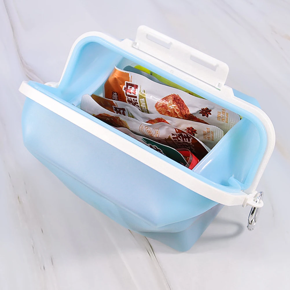 

Silicone Food Bags Foldable Container Sky Blue Vacuum Storage Bag Collapsible Box For Vegetables Meat Snacks Nuts Preservation