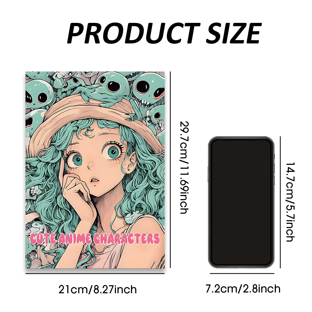 Cute Anime Characters Coloring Book Soft Pastel Kawaii Manga Girl Adorable Spooky Tiny Skulls Relax Art Book For Anime Fans