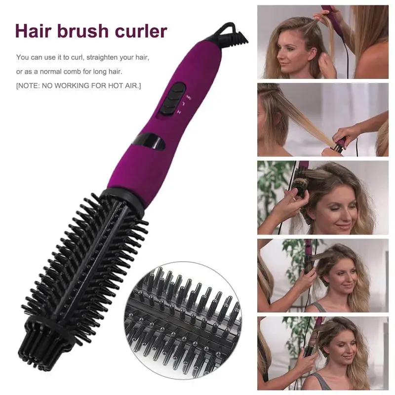 

Pro Curling Iron Brush 1 Inch Hair Curler Brush Ceramic Hot Brush Styling Dryer Comb Curl Tool Dual Voltage for Long Hair