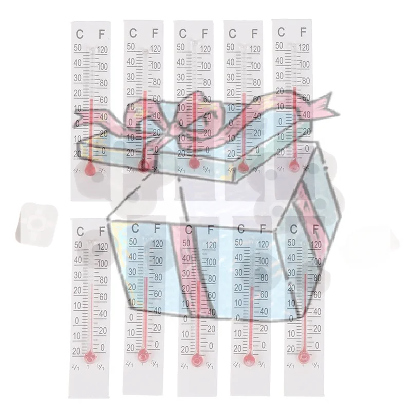 【CCA】10 Pcs 5cmX1.1cm Miniature Paper Cardboard Thermometer Indoor -20-50 Celsius