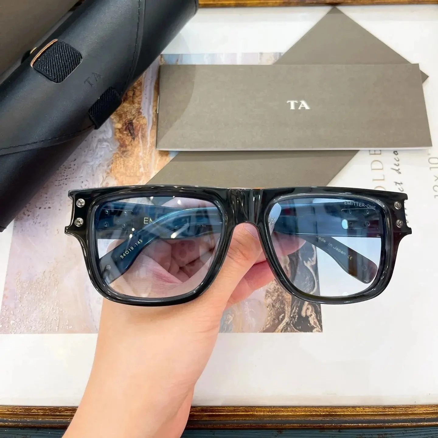 

Оригинальные мужские солнцезащитные очки для LIANGCHENDIT DT EMITTER-ONE DTS418 в стиле ретро UV400, высокое качество, ацетатная черная оправа, женские очки для пар