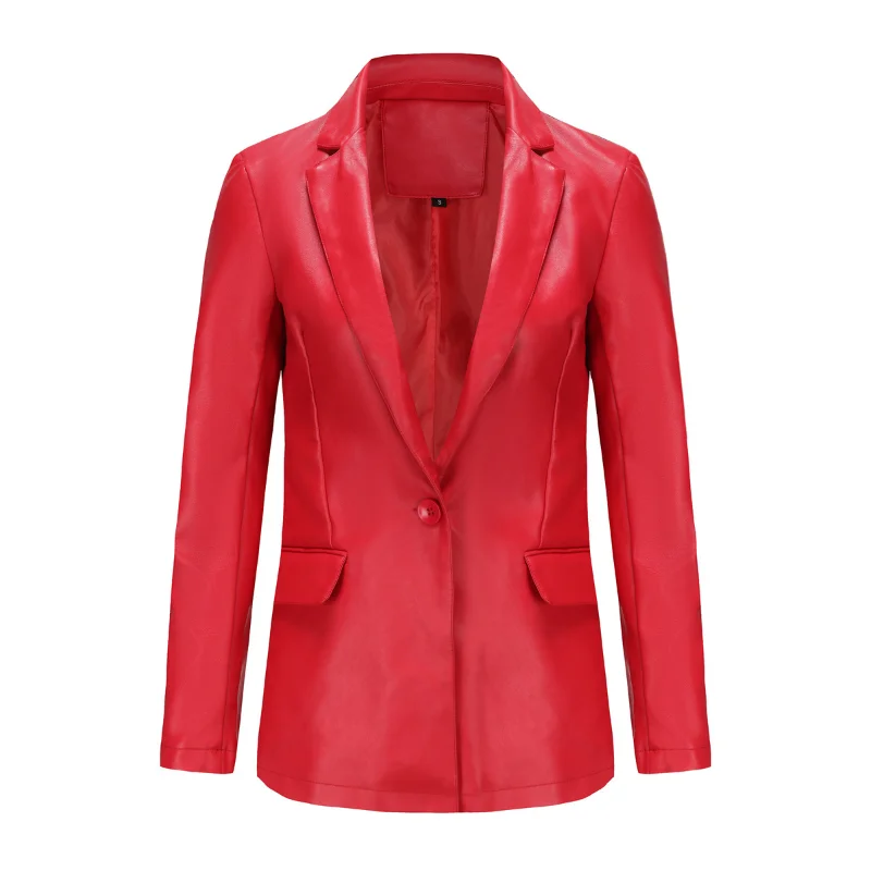 

ZXRYXGS New 2024 Spring Autumn Superior Pu Women Leather Suits Solid Colors Long Sleeved Elegant Women Coat Fashion Jackets Tide