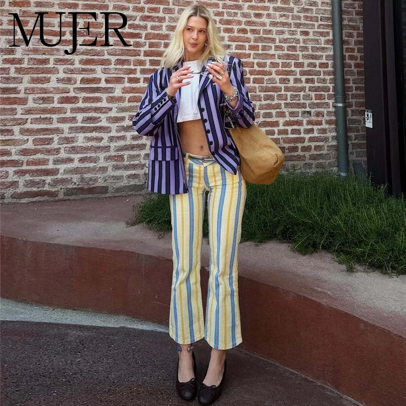 Jeans Rectos a Rayas MUJER, Jeans de Cintura Baja para Mujer, Jeans de Mezclilla de Verano para Mujer, Pantalones de Mezclilla para Mujer, Ropa Urbana para Mujer