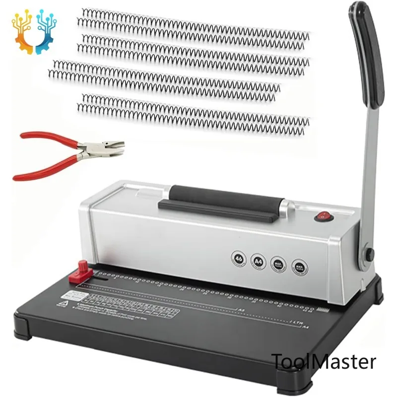 

【2026】Fully Automatic A4 46-Hole Electric Single-Coil Binding Machine Spiral Snake Coil Binding 12 Sheets Punching Capacity For