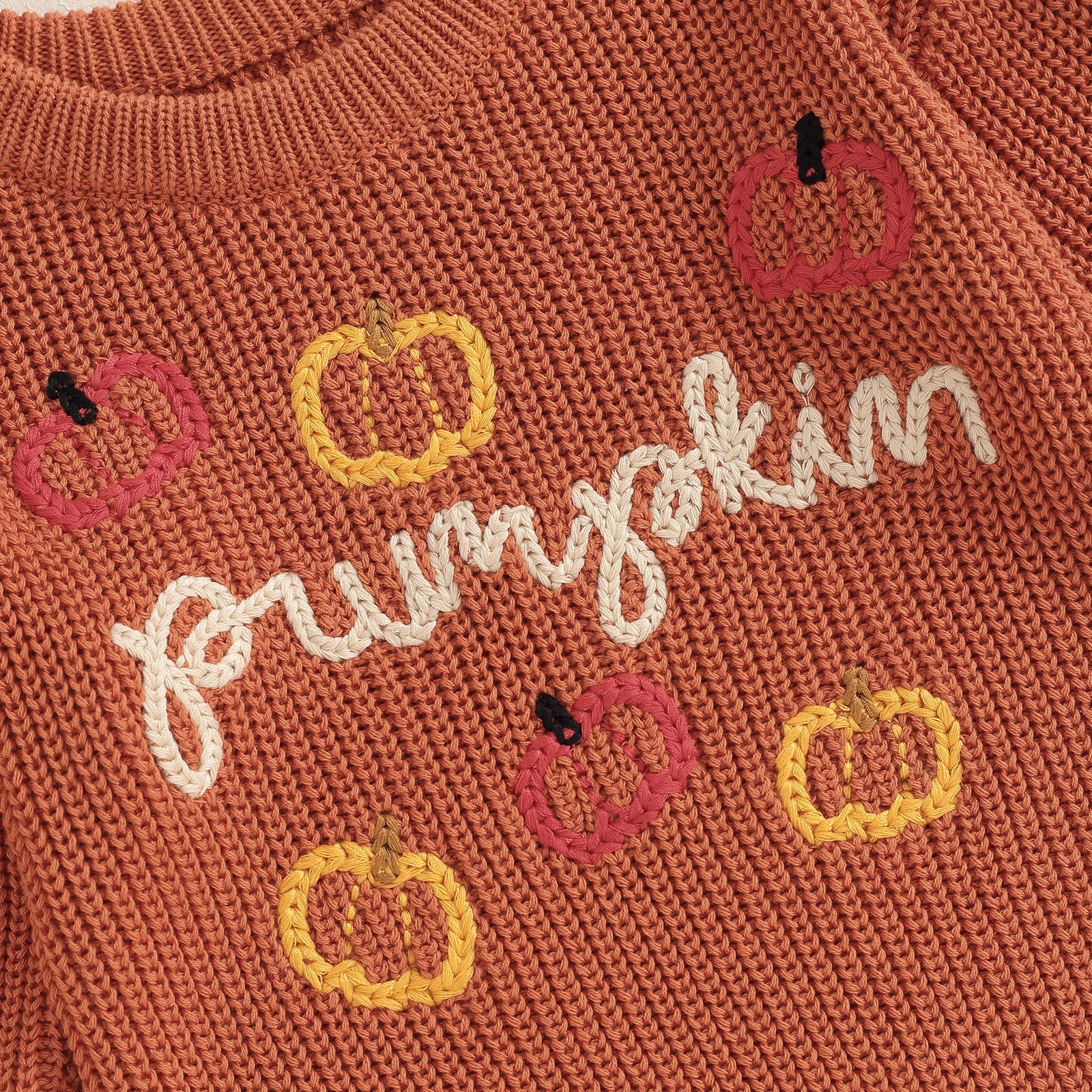 BeQeuewll Baby Boys Girls Rompers Halloween Kids Knitted Sweater Clothes Long Sleeve Letter Pumpkin Newborn Crochet Bodysuit