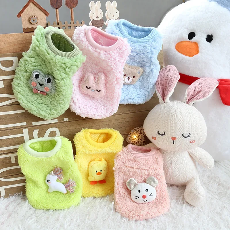 Fluffy Animal Milk Dog Clothes Warm Cotton Puppy Kitten Clothes Newborn Cat Girl Female Dog Clothes Coat Outfit