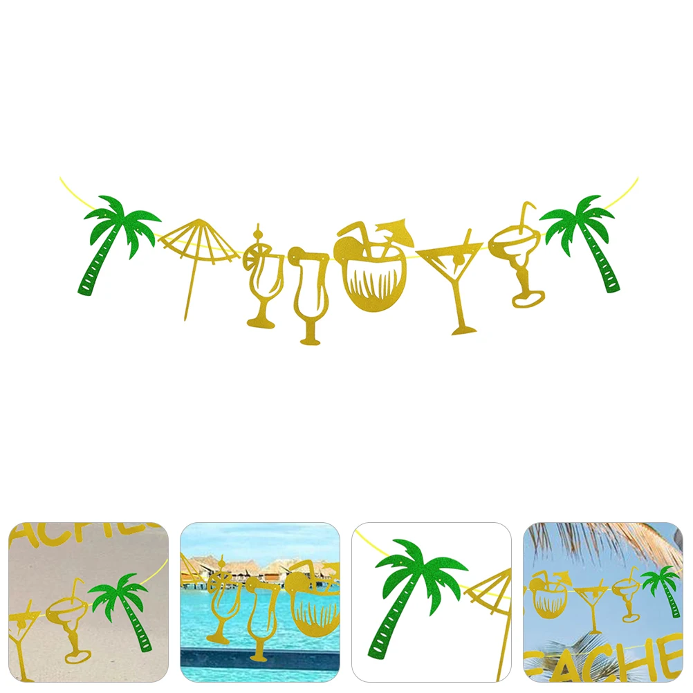 

Seaside Beach Party Hanging Banner Bunting Summer Photo Booth Decor Glitter Tropical Atmosphere Hawaiian Theme