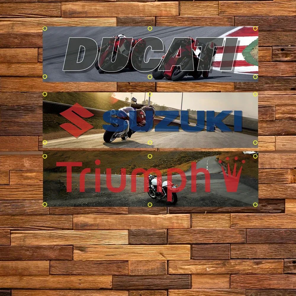 WinBanner 2x8 Motorcycle Banner Flag Polyester Printed Moto Decoration Banner Tapestry