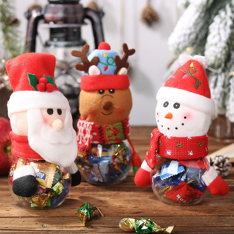 Unique Santa Claus Candy Jar Storage Jar Christmas Transparent Gift Case Storing Nuts Candy Biscuit New Year Xmas Decor Party