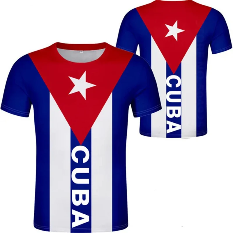 Cuban National Emblem 3D Printed T Shirt For Men Clothes Cuba Flag Sports T-Shirt Casual Women Streetwear Tees Oversized Tops