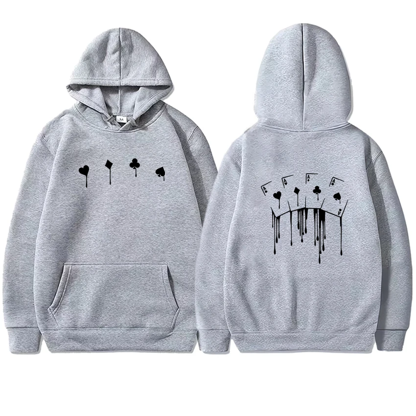 2025 Funny Playing Cards Double Sided Print Sweatshirt Autumn Winter Fleece Hoodie Men Women Long sleeve Pullover Unisex Y2K Top