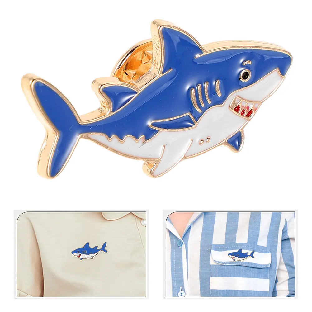 

3Pcs Shark Brooch Pin Cute Ocean Animal Lapel Pins for Clothing Zinc Alloy Cartoon Sea Creature Accessory for Unisex