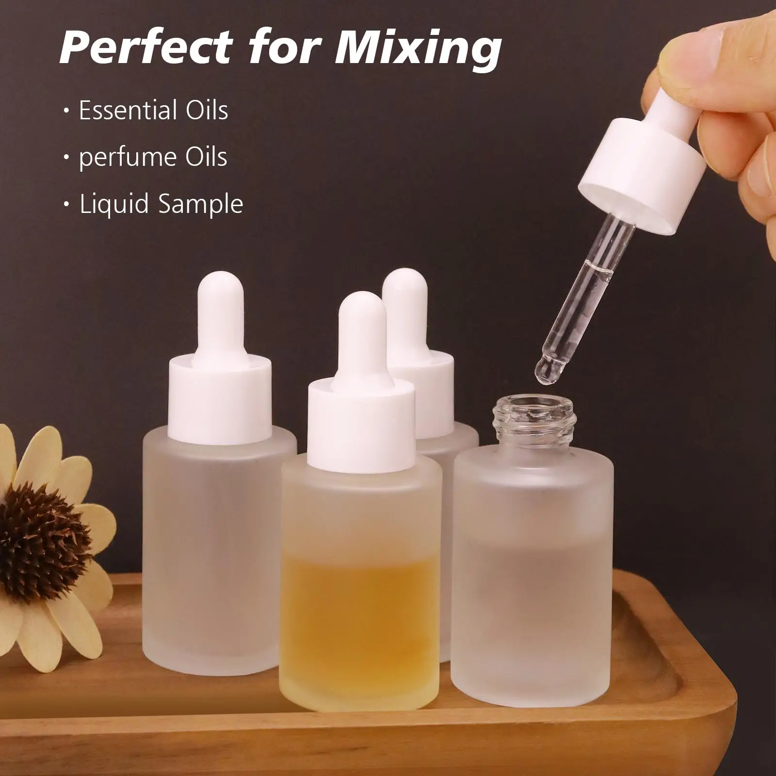 20 Pcs Dropper Bottle Frosted Glass 1 Oz 30ml Essential Oil Bottles Perfume Bottle with Glass Eye Dropper for Essential Oil