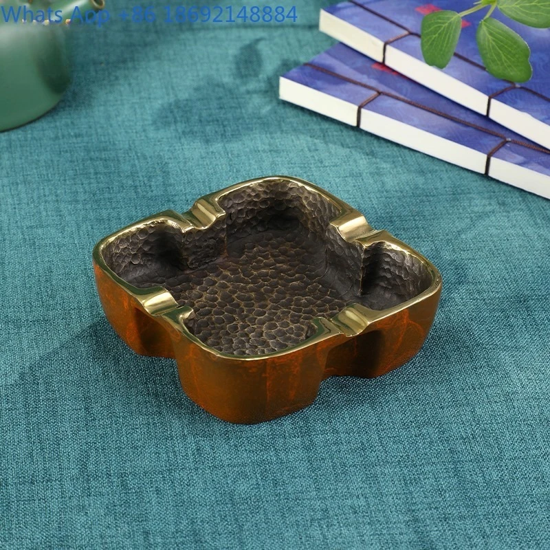 Copper Ashtray Decorative Object for Living Room Table Desktop Smoking Accessory Handcrafted Copper Container