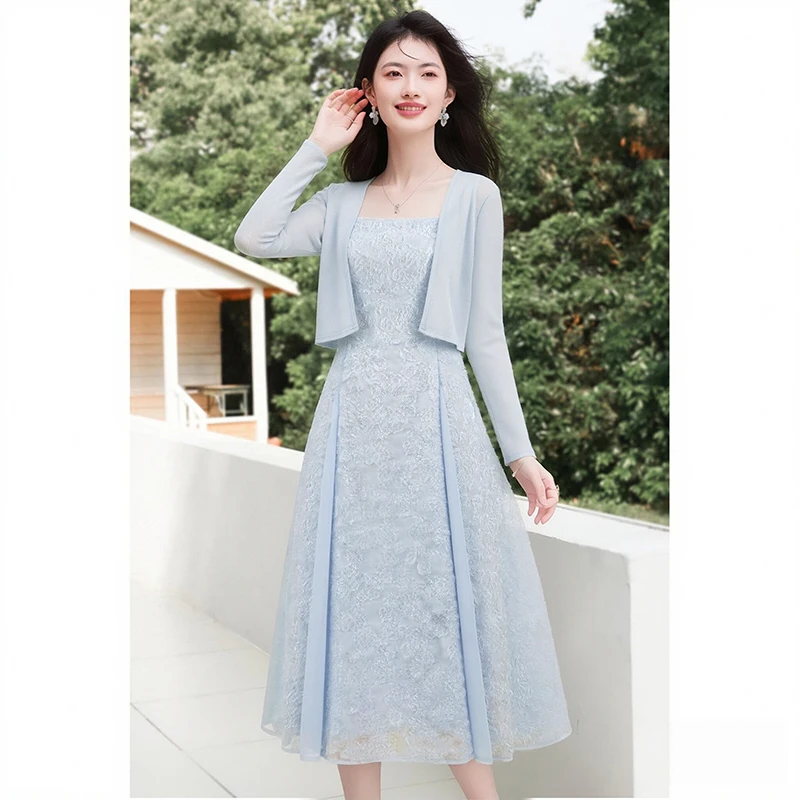 

Spring Summer 2026 Women's Vacation Style Skirt Cardigan Dress Set Lightweight Short Sleeve Commute Fashion Two-Piece Suit