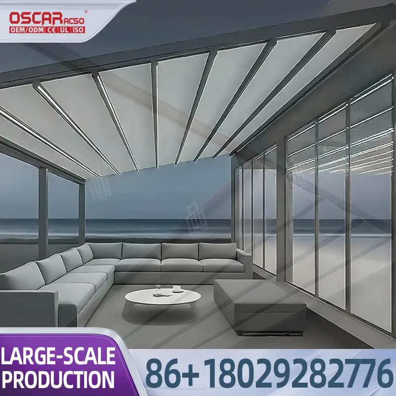 

Outdoor Sun Shading Motorized Retractable Awning Sliding Roof for Terrace Backyard Garden Retractable Canopy Pergola