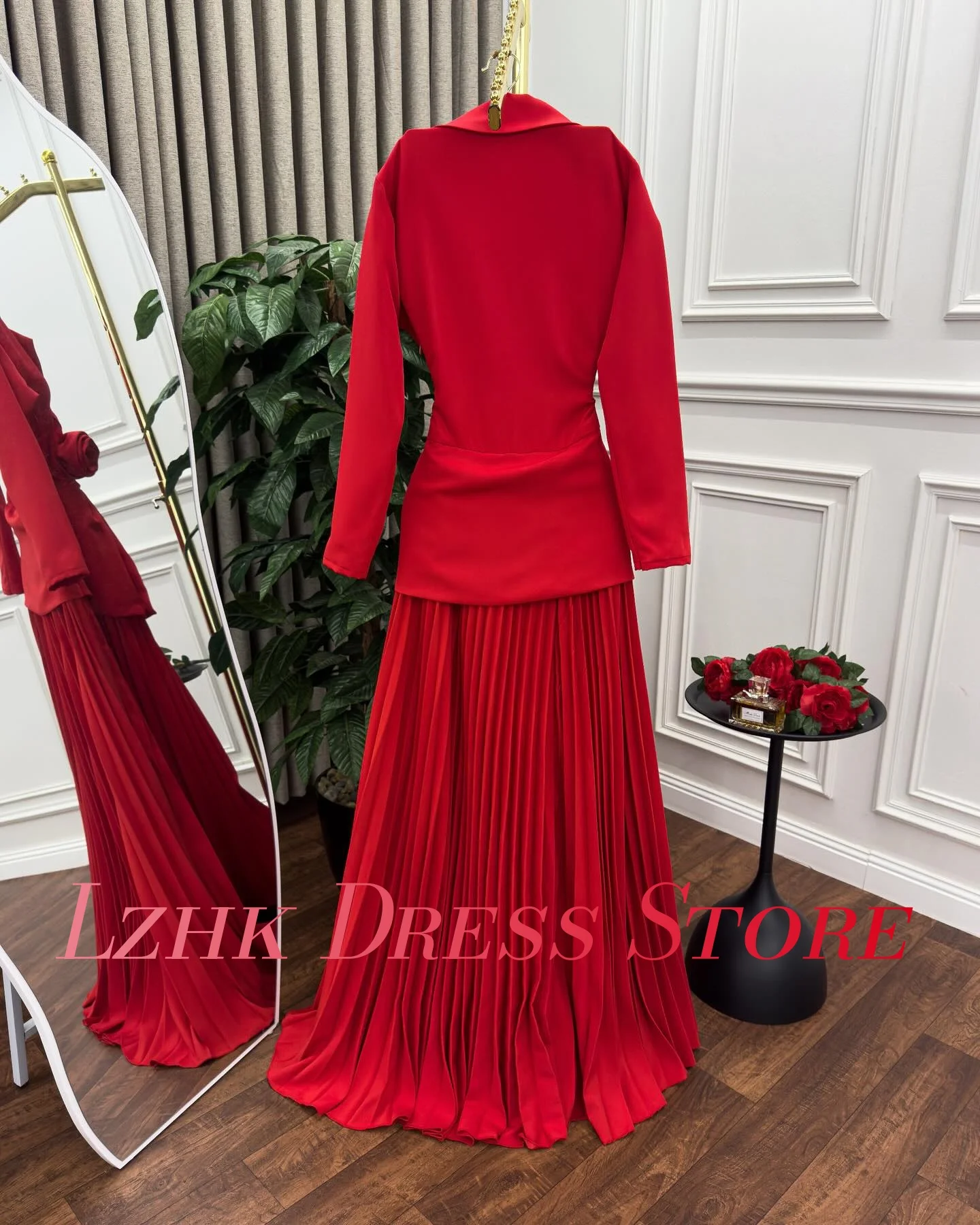 تخصيص الرسمي جيرسي ألف خط 3D الزهور مساء اللباس موضة جديدة طويلة الأكمام الخامس الرقبة الطابق طول Fساتين Sheret