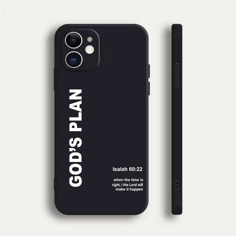 Funda con versículo bíblico 'Plan de Dios' para iPhone 17 16 15 14 13 12 11 Pro Max Mini SE 7 8 Plus, a prueba de golpes y antideslizante 6