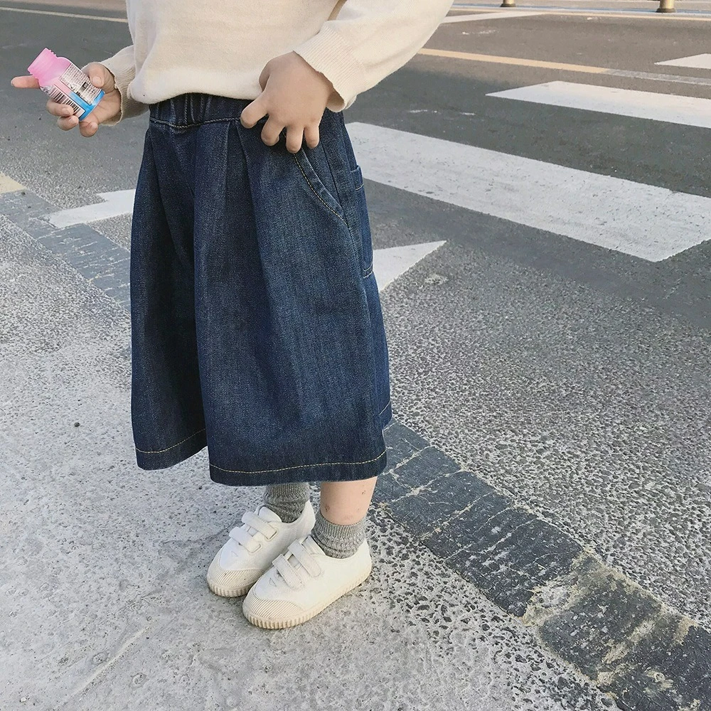 

Girls' Pants Loose Denim Wide Leg Pants Children Mid Length Pants 2025 Autumn New Style Kids Casual Jeans