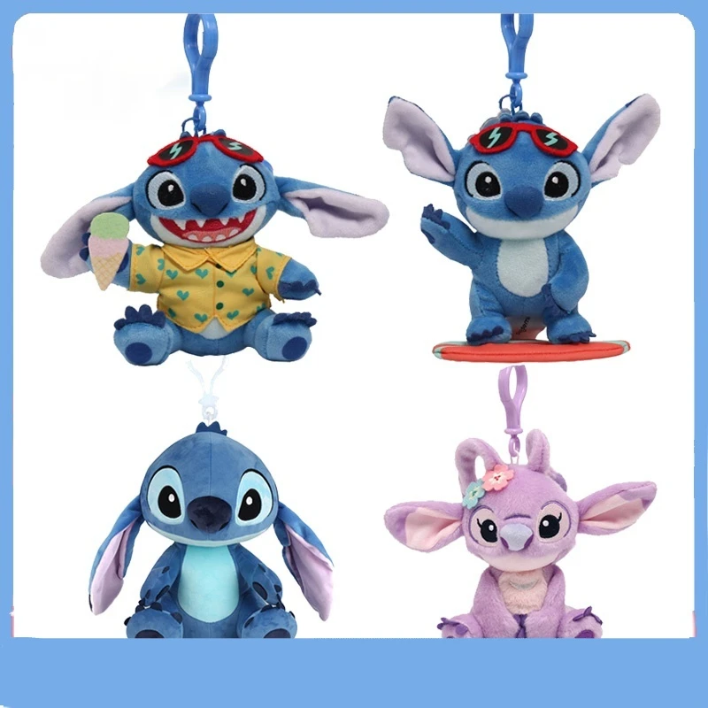 Cute Lilo & Stitch Series Stitch Angle Keychain Soft Plush Toy Cartoon Backpack Pendant Decoration Children'S Toy High Quality