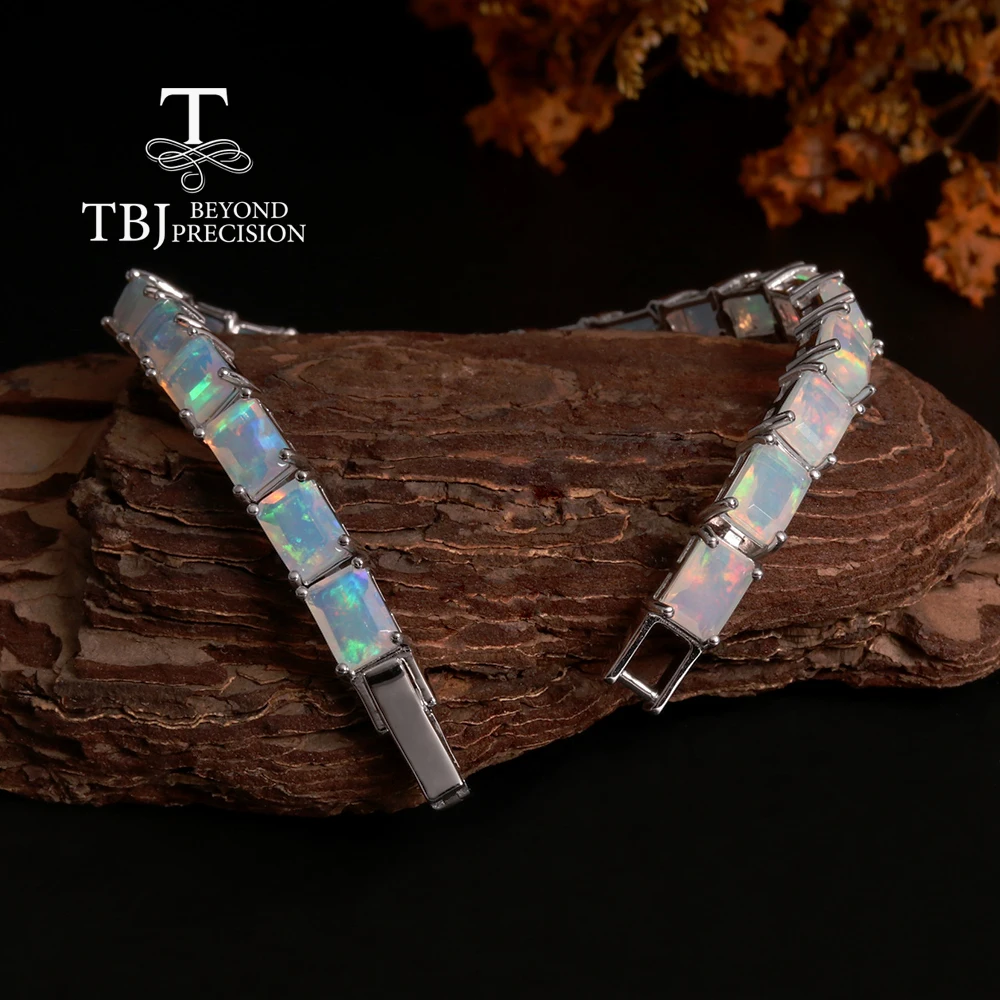 Noble Rare October Birthstone Natural Opal Silver bracelet luxury elegant women's anniversary & Wedding & holiday gift