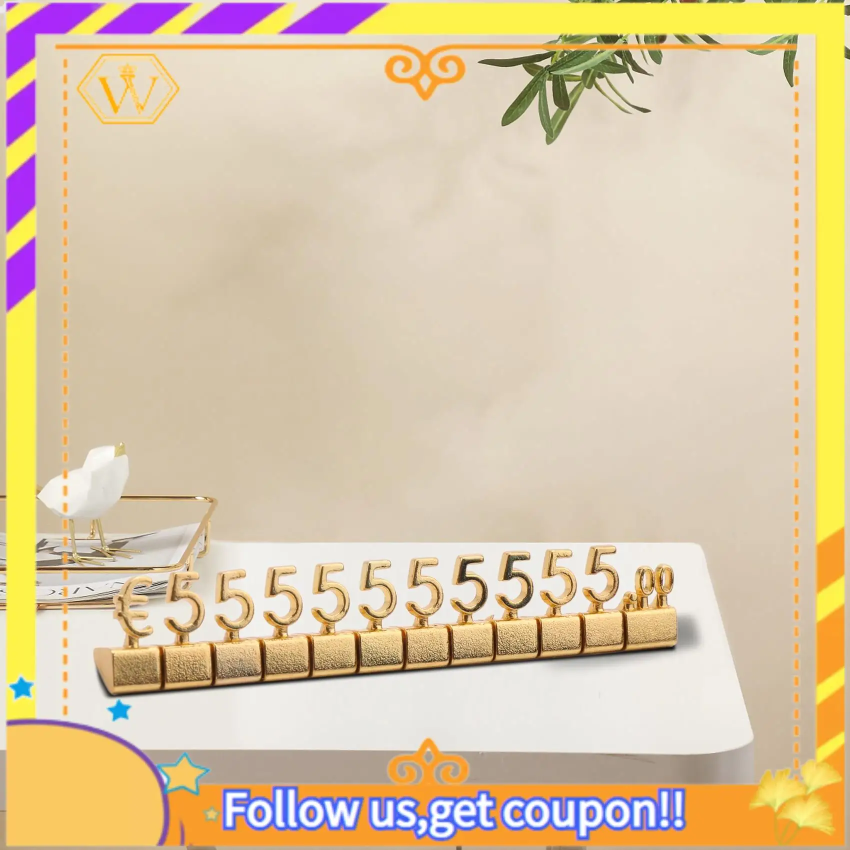 A01K-10 Sets 3D Metal Shelves Adjustable Price Square Kit For Shop Display Jewelry Watch Shop Office Display Price Label Gold