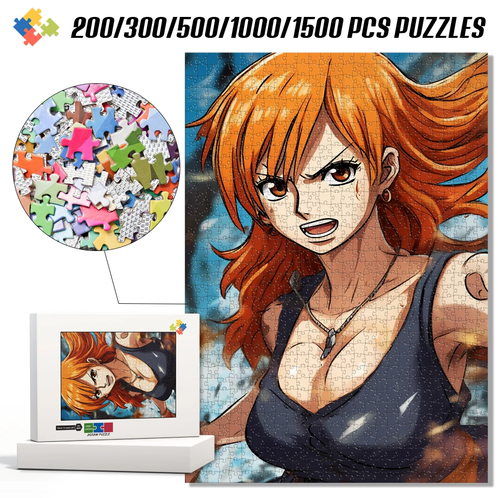One Piece Nami 1000 Pieces Jigsaw Puzzles Set Logical Mind Exercise Brain Challenge Game Educational Toy Gifts for Teens Adults