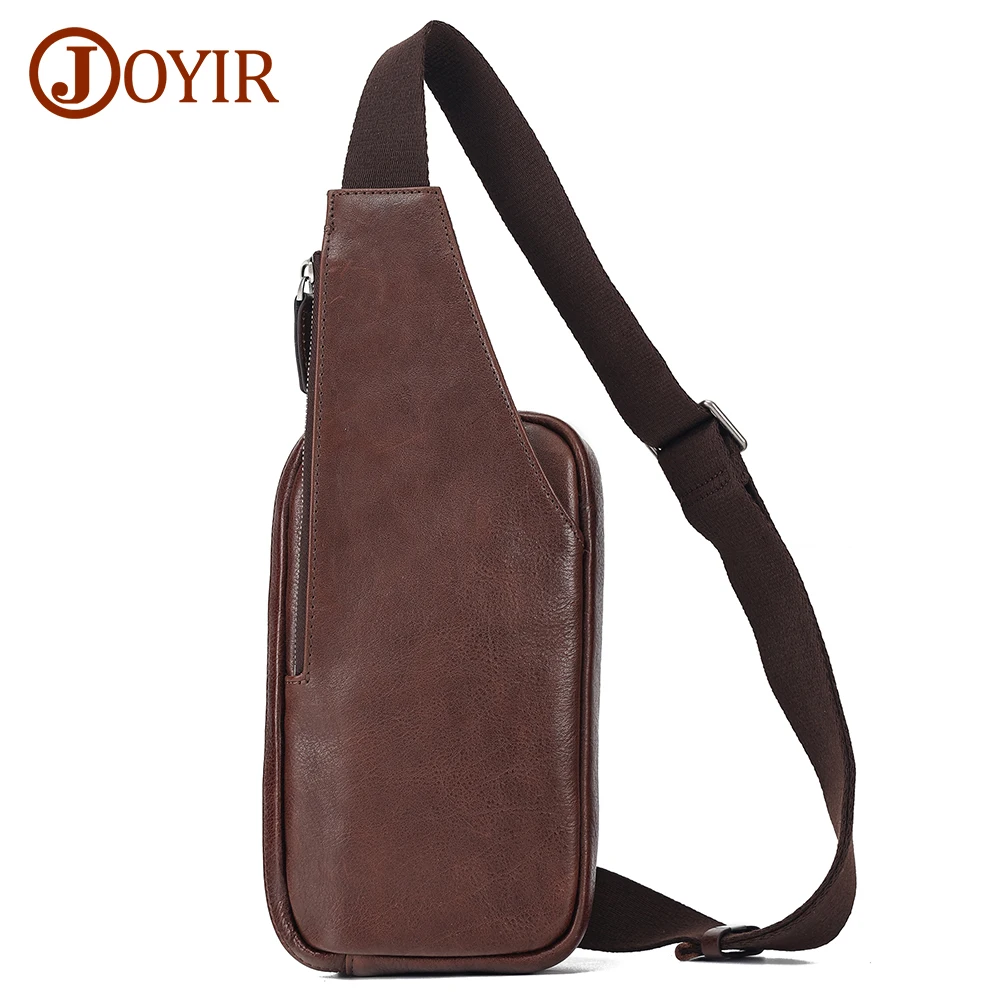 JOYIR Genuine Leather Men\'s Chest Pack Crossbody Bag Luxury Sling Shoulder Chest Day Pack Outdoor Travel Hiking  Daypack New