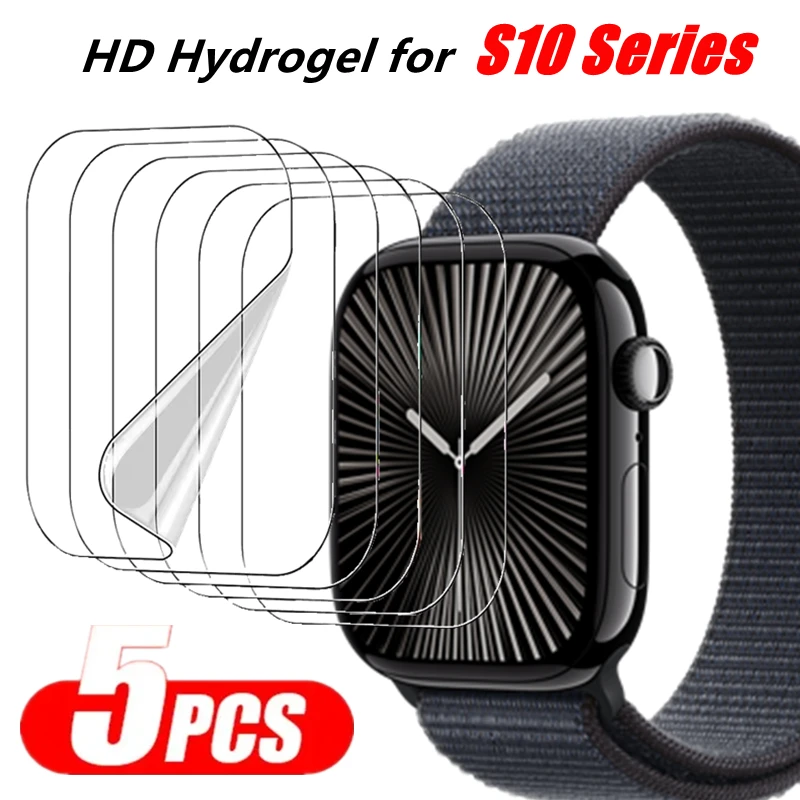 Película de hidrogel para Apple Watch, protectores de pantalla para iWatch Series Ultra 10, 9, 8, 7, 6 SE, 46MM, 42MM, 49mm, 45mm, 44mm, 41mm, 40mm, 5 unidades