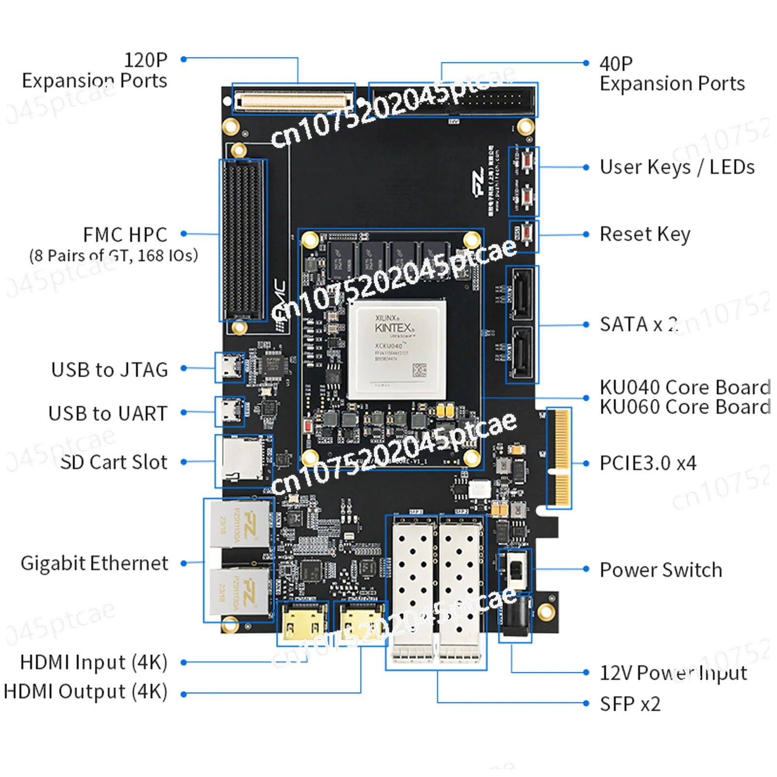 

Оценочный комплект UltraScale XCKU040 XCKU060 PCIE 4K HDMI Puzhi KU040 KU060 Плата разработки FPGA Xilinx Kintex