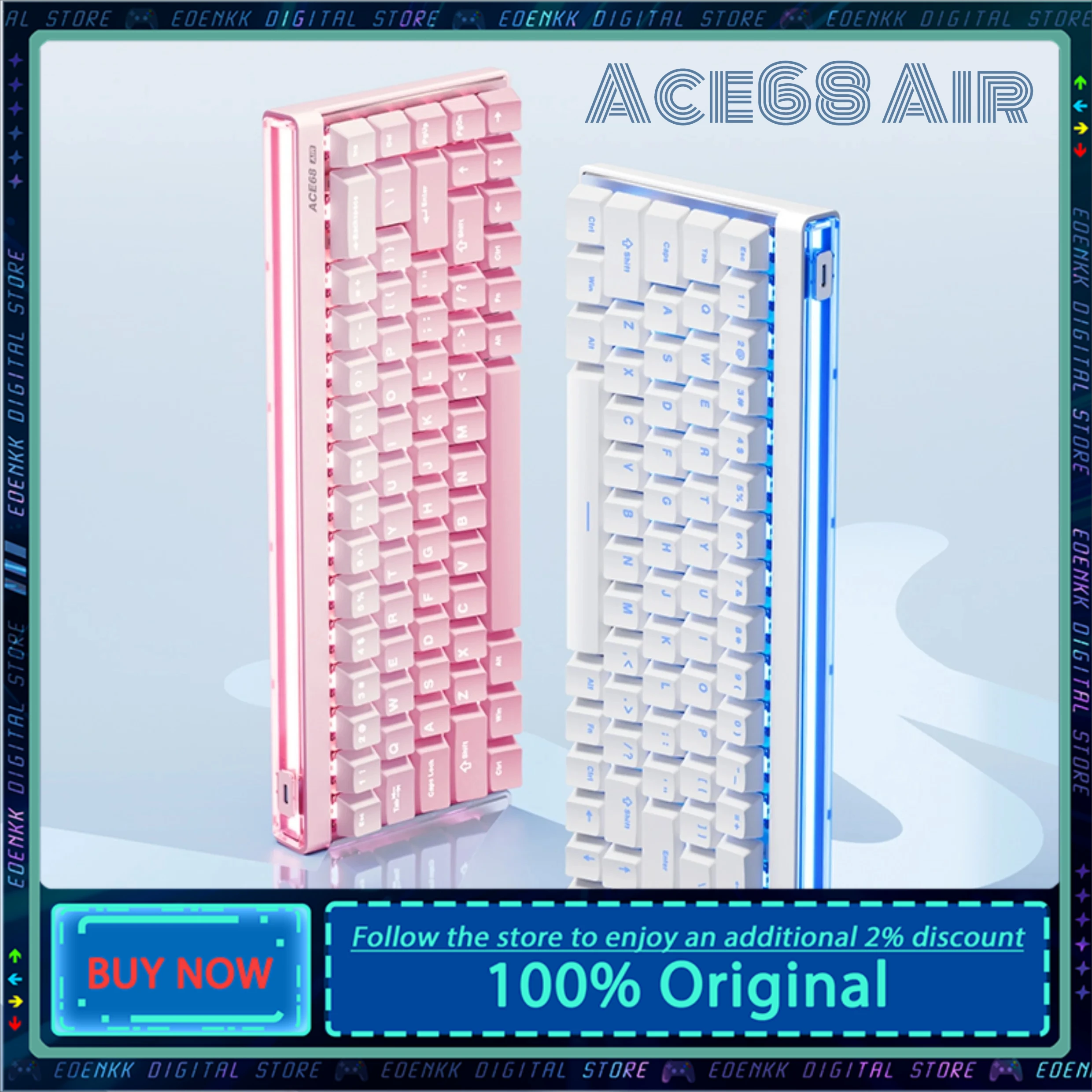 

Magnetic switch Keyboard MCHOSE Ace68Air Gaming Keyboard 0.08ms Latency 256K Scan Rate RGB Light Box Adaptive Calibration for PC