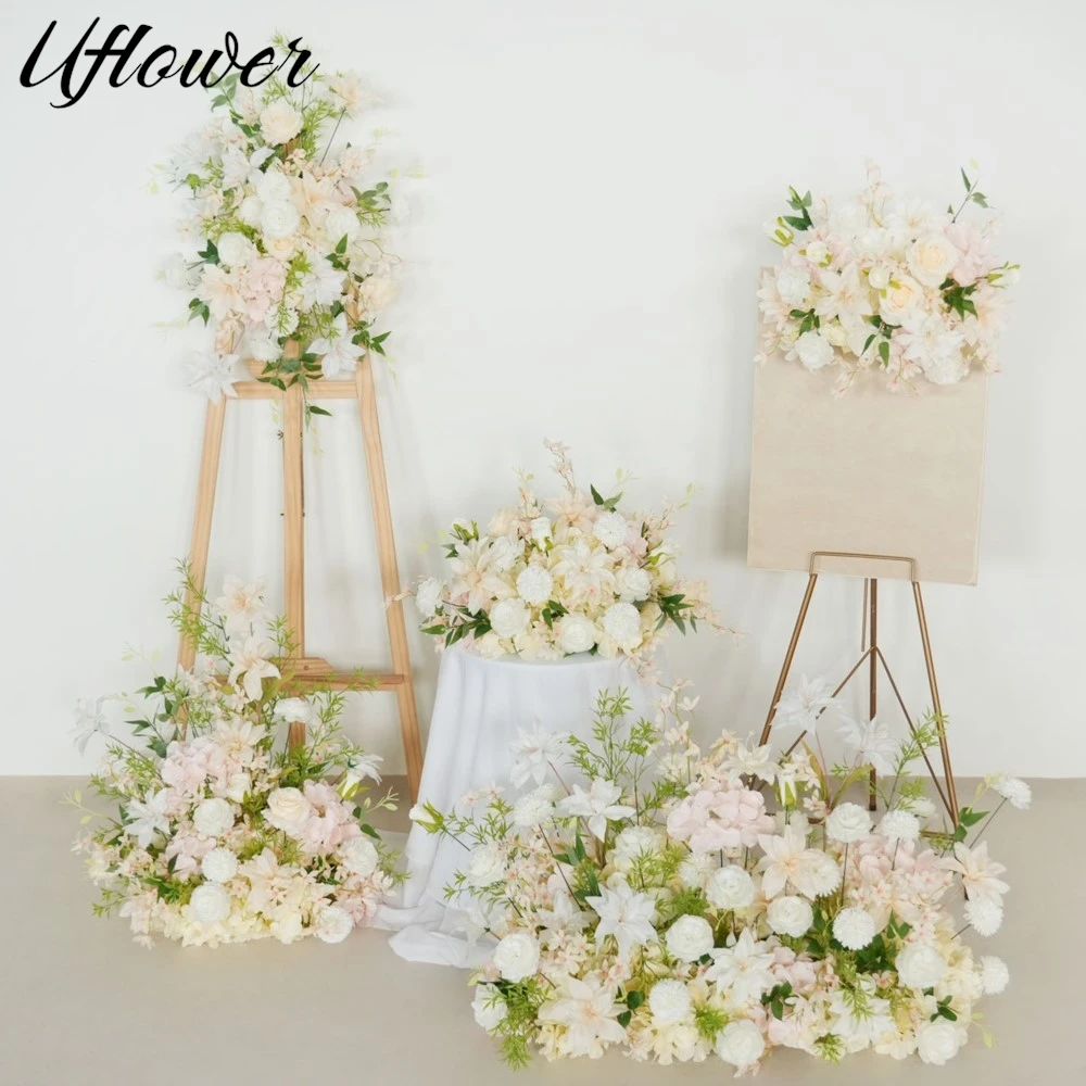 

Uflower Champagne Rose Wedding Backdrop Decoration Flower Row Flower Arrangement Table Centerpieces Flower Ball Party Event Prop