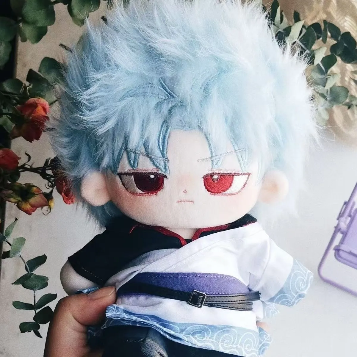 Animation Peripherie Cos Anime Gintama Gintoki süße Baumwoll puppe 20cm Cartoon Dressing Plüsch Puppe Geschenk Spielzeug für Kinder Erwachsene