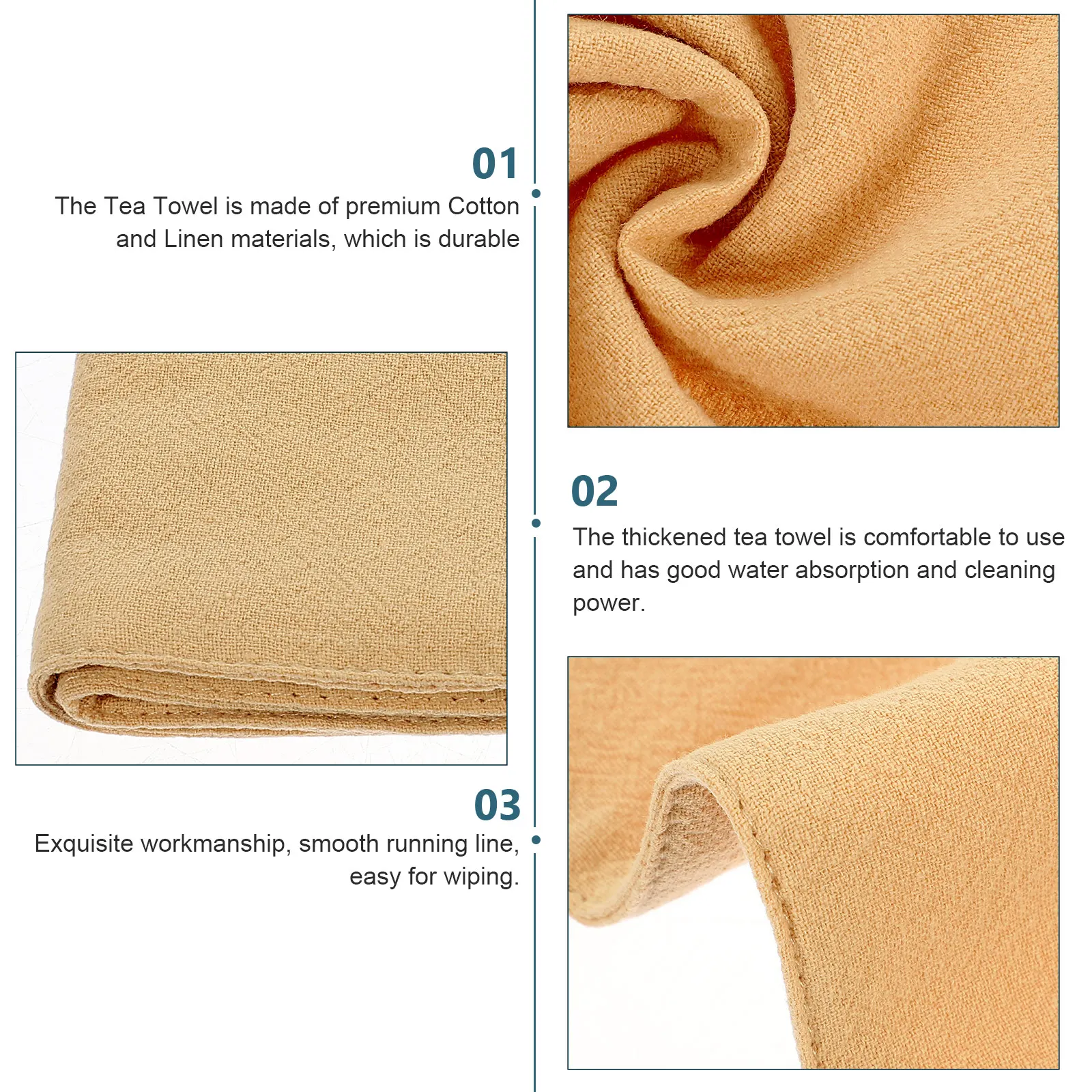 

Thickened Cotton Linen Tea Towel Water Absorbent Kitchen Cleaning Cloth Dish Towel For Teaware Glass Cookware Multi-Use Wiping