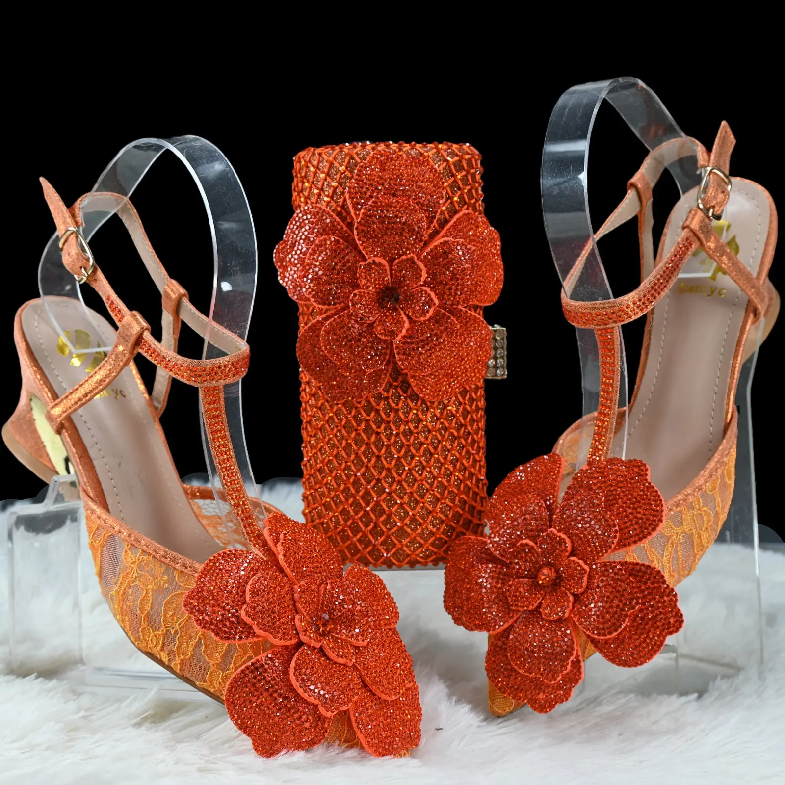 

Haniye Elegant Party Wedding 6cm Pointed Toe Heels Women Heels Shoes and Bags Italian Matching Shoes and Bag Set