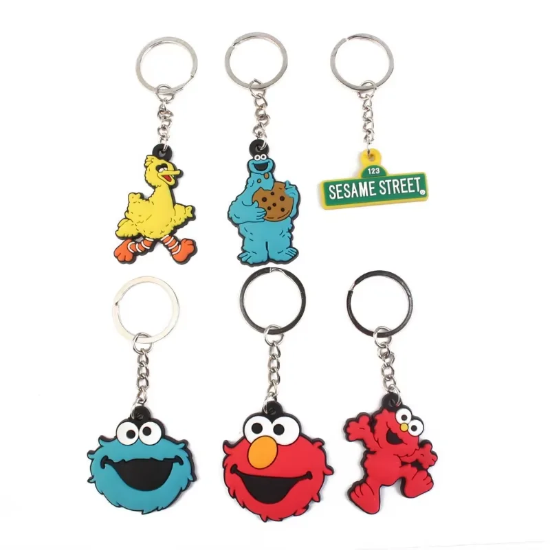 6pcs  Mixed The Sesame Street Keychain Soft PVC Keyring for Kids Party Gift