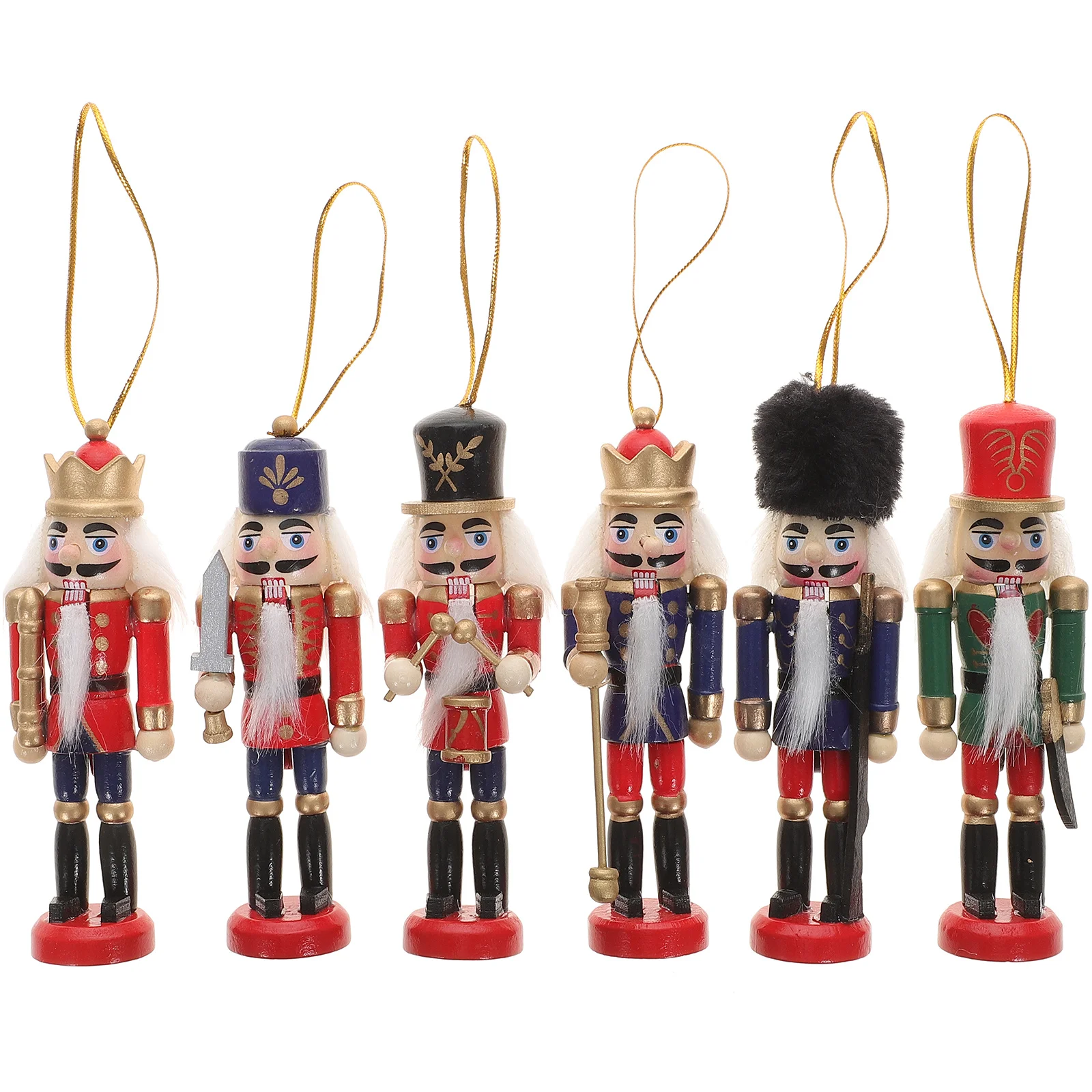 

6Pcs Xmas Nutcracker Ornament Wooden Hanging Decor Soldier Shape Craft for Christmas Tree Festival Gift Idea Xmas Nutcracker
