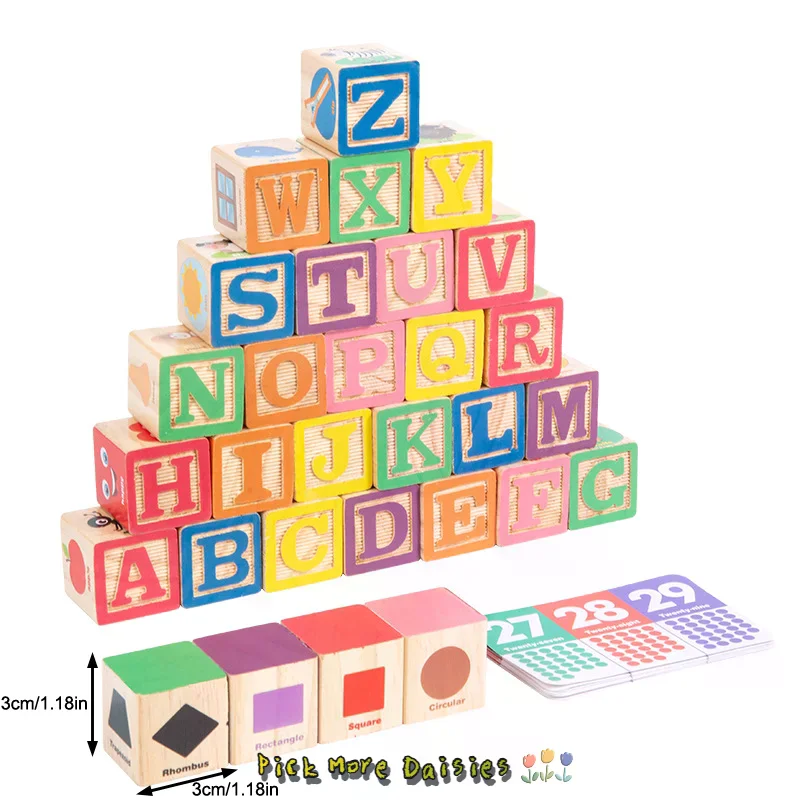 モンテッソーリ木製数字ブロック早期学習おもちゃ子供のための文字形状色動物認知就学前教育パズル