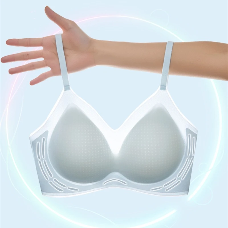 Ice Feeling Seamless Chest Fixed Cup Thin Section Small Chest Gathered Soft Support No Steel Ring Breathable Sports Underwear