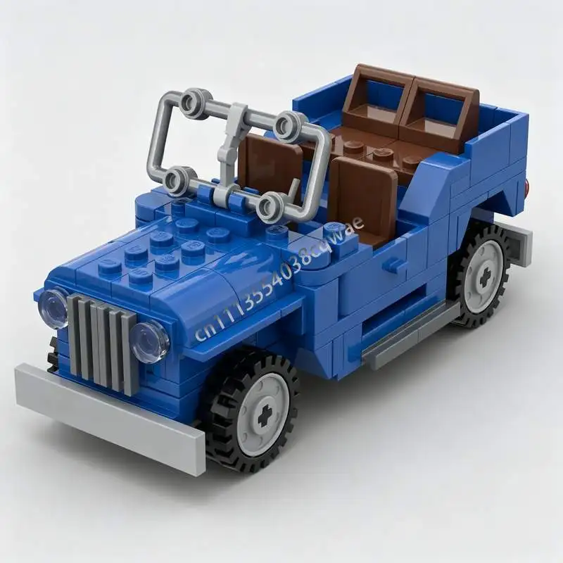 148 Parts Blue Jeep Adventure Vehicle Model MOC Custom Puzzle DIY Assembly Building Blocks Toy Popular Collection Display Gifts