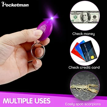 Mini chaveiro lanterna luz uv chaveiro luz 395nm ultravioleta luz preta mini lanterna uv bolso tocha de emergência