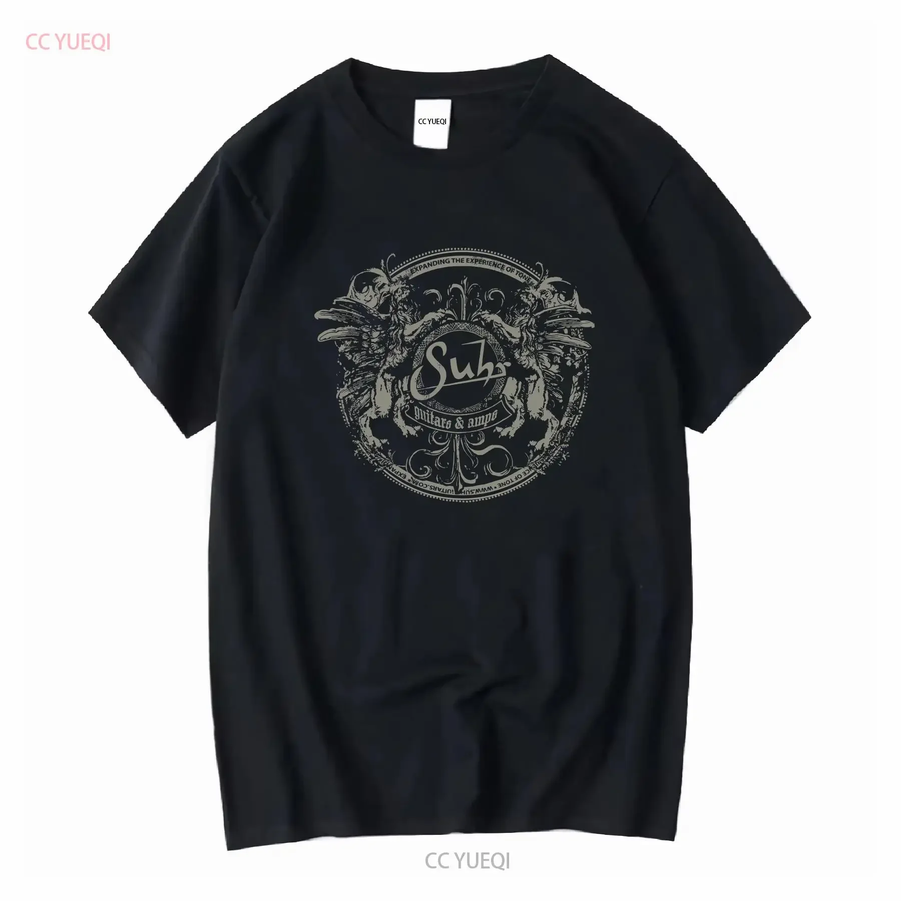 Vintage Suhr Guitars Amps T Shirt Black Large Music Guitar Amplifier Logo Vtg vintage Washed Versatile Breathable homme