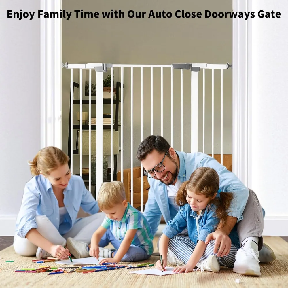 41 Inch Baby Gate Auto Close Dog Gate Adjustable 29.92"-43.71" Wide Pressure Mounted Walk Through Swing Pet Gate for Doorways