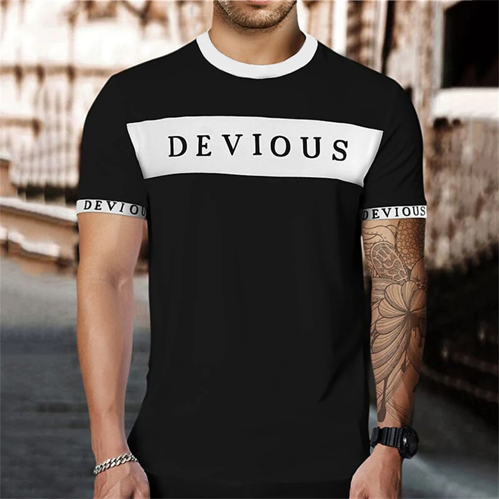 Fashion Men's T shirt Tee Cool Shirt Letter Crew Neck 3D Print Casual Holiday Short Sleeve Graphic Print Clothing Sports Apparel