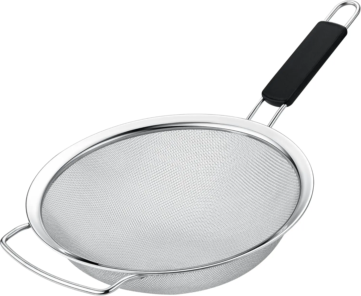 9" Fine Mesh Stainless Steel Strainer with Heat-Resistant Handle - Perfect for Straining Pasta, Quinoa & Rice
