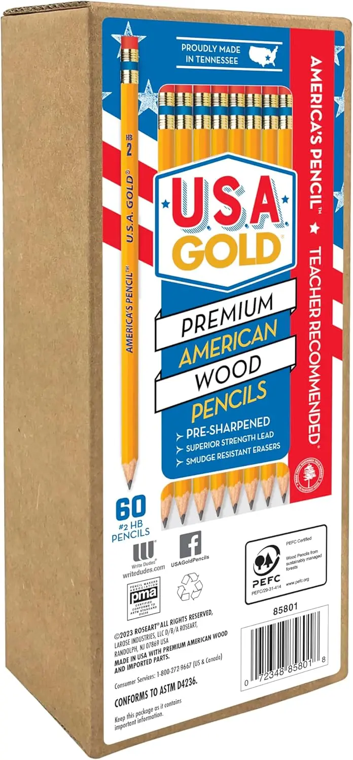 

60 Pack Pre-sharpened #2 HB Yellow Wood Cased Pencils, Ideal for School and Office Use