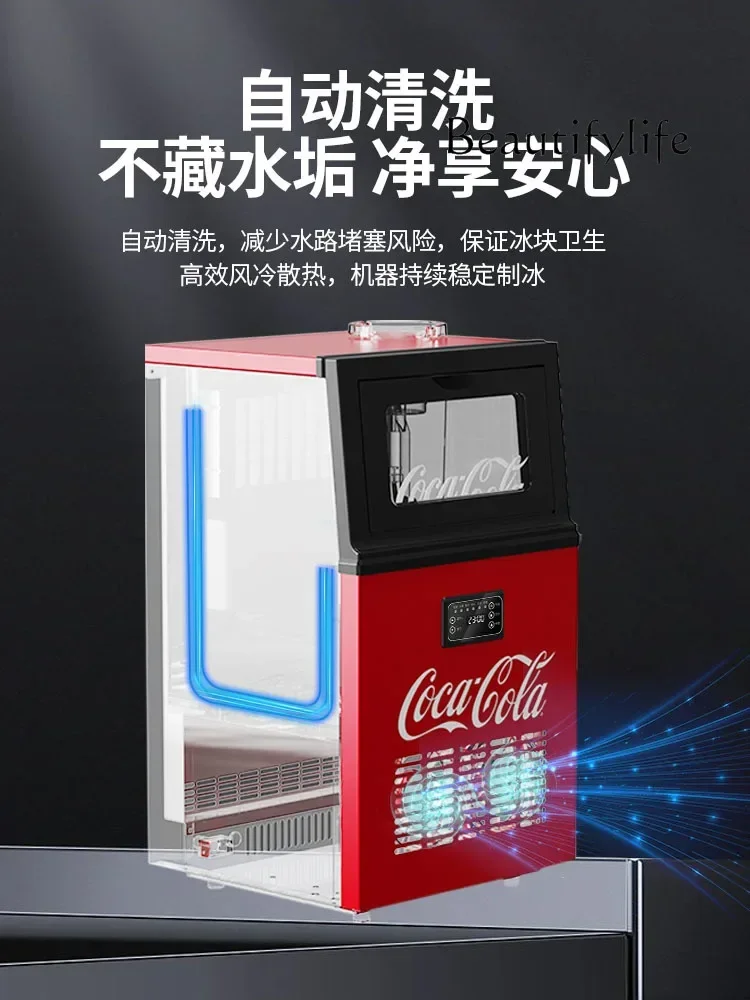 Ice Maker Commercial Milk Tea Shop Large Capacity Small Automatic Square Large Bar Ice Maker