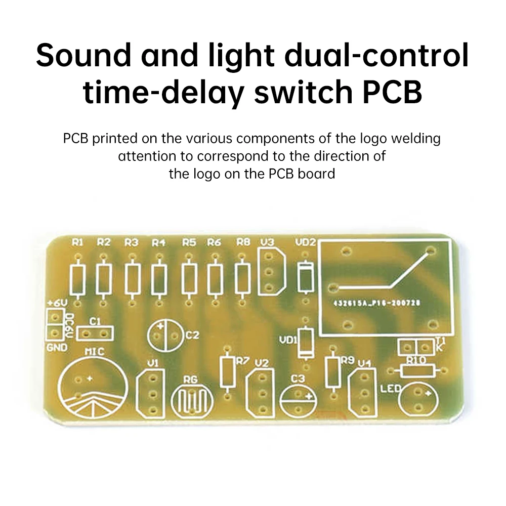 DC6V Sound and Light Dual Control Delay Switch Kit LED Light Fun Welding Practice Board Electronic DIY Production Parts