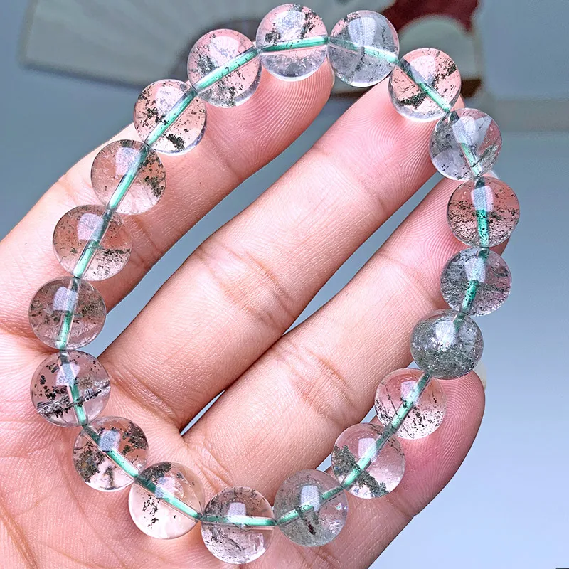 Natural Floating Point Green Phantom Quartz All-Match Bracelet Crystal Wholesale